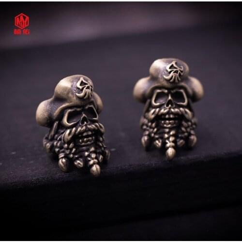 EDC Tools Retro Brass Pirate Ship Captain DIY Paracord Knife Bead Bracelet Flashlight Pendant