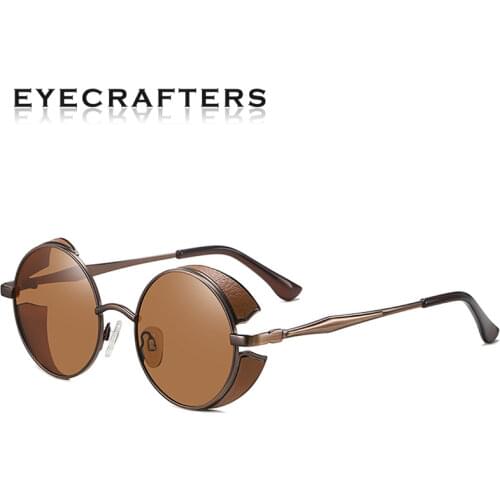 EYECRAFTERS 2021 New Mens Womens Polarized Steampunk Sunglasses Retro Punk Vintage Metal Eyewear uv400 Round Vintage Glasses 1