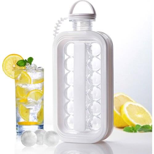 2 In 1 Ice Ball Maker Water Bottle Silicone Mold Portable Translucent Durable Ice kettle Bar Kitchen Tool Making Ice Hockey Cup