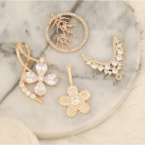 HAOSAW 2Pcs Jewelry Accessories/DIY Making/Necklace Pendants/Hand Made/Flower Shape/CZ Charms/Jewelry Findings & Components