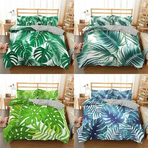 Palm Leaf Bedding Set 2/3Pcs Duvet Cover & Pillowcase(s) 3D Printed Quilt Cover Home Textile Gift