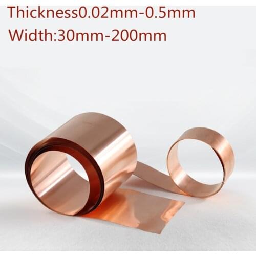 T2 1meter 0.02-0.5mm Thickness Copper Strip Thin Copper Foils Grounding Belt Red Purple Copper Sheets Conductive Roll