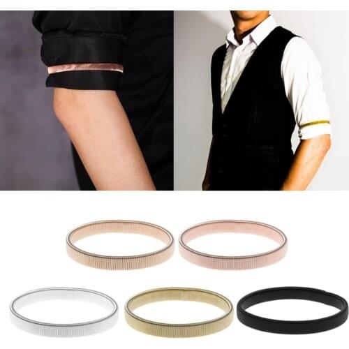 Arm Warmer Shirt Sleeve Holder Metal Anti-Slip Elastic Bracelets Stretch Armband