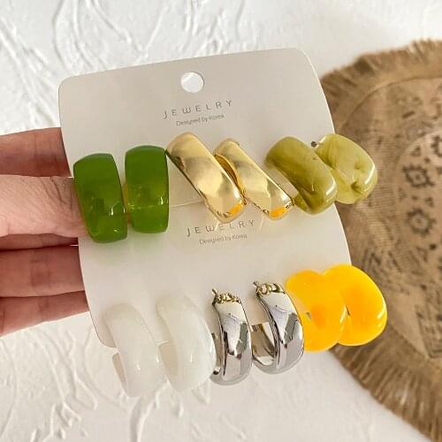 Fashion Trendy Acrylic Alloy Drop Earring Sets for Women Korean Geometry Colorful Acrylic Dangle Earrings Brincos Jewelry Gift