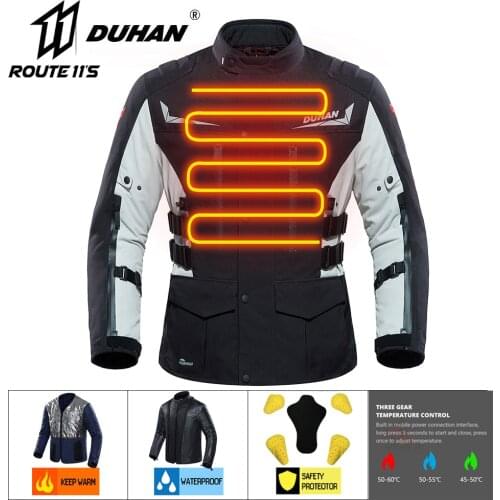 DUHAN Motorcycle Jacket Winter Heating Jacket Men Waterproof Куртка С Подогревом USB Infrared Moto Electric Thermal Jacket 60
