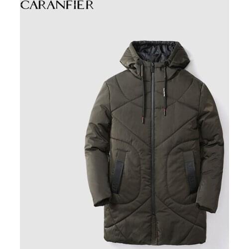 CARANFIER 2018 Men Winter Parkas Jakcet Solid Thick Down Cotton Hooded Jackets Mens Long Warm Coat Parka Clothes Hip Hop