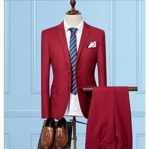 2021 Costume Homme The New High Quality Single Breasted Slim Fit Suits Mens Business Suits Dress Jacket Pants 2 Pieces Set
