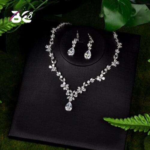 Be 8 AAA CZ Wedding Jewelry Sets for Women Flower Shape Necklaces Pendant Drop Earring for Women Gift Bijoux Femme Ensemble S112