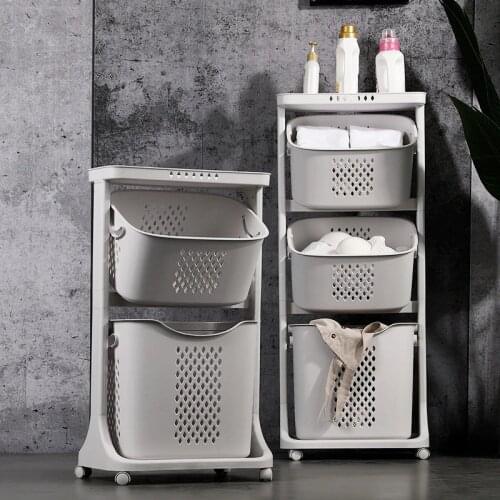 New Dirty Cloth Basket Bathroom Storage Basket Household Laundry Cart Organizer Bucket With Universal Wheel Rack Bathroom Hamper
