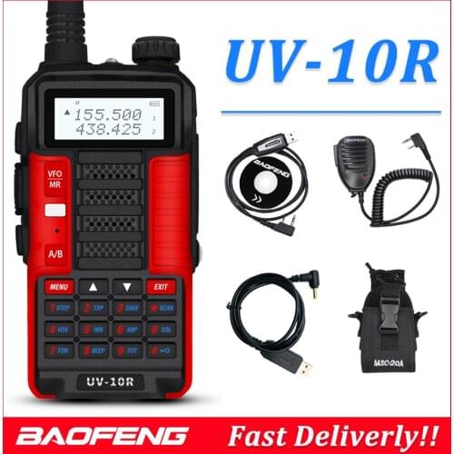 Baofeng Upgrade Professional Walkie Talkie UV 10R 10W 128 Channels VHF UHF Dual Band Two Way CB Ham Radio Baofeng UV-10R Plus