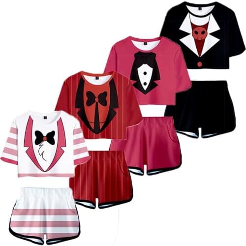 Ainiel Hazbin Cosplay Clothing Tees Hotel Shirt Tshirt Shorts Charlie T Shirt T-shirt Dust Sport Suit Shorts Vaddie Running Set