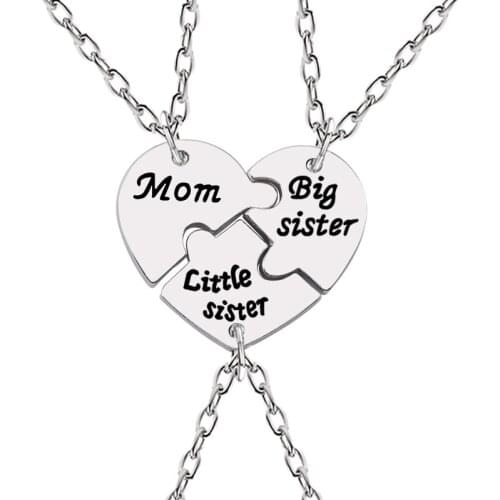 DIY 3 pieces / set mother sister necklace stitching heart-shaped pendant creative souvenir female fashion jewelry