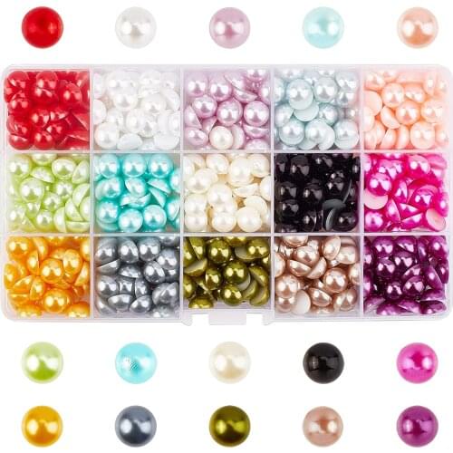 2/3/4/5/6/7/8/9/10/12/14 MM Color Acrylic Beads Half Round Pearl Flatback Nail Art Jewelry Findings Accessories DIY Decoration