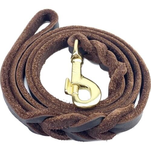 Cowhide Leather Dog Leash For Dog Belt Walking Training Leashes Pet Leash Medium Large Dogs Accessories Outdoor Traction