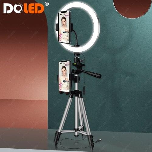 LED Video Ring Light with Tripod Stand for Phone Cirlce Lamp Ringlight with Phone Holder Beauty Lighting for Selfie Photo Makeup