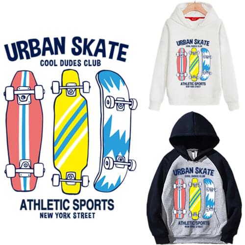 Skateboard Stickers Iron On patches Clothes Sport Style Patch Washable T-Shirt Diy Decoration Heat Transfer Patches For Clothing