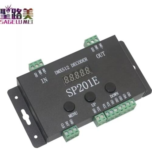 SP201E DMX512 decoder operation instruction 2048 pixels led controller support almost every kind of LED-DRIVER-IC RGB controller