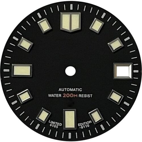 28.5mm C3 Luminous Wristwatch Dial Watch Dial for NH35A Diving Watch Movement