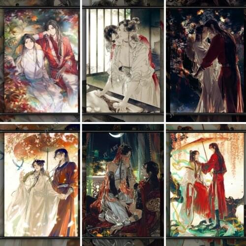 Tian Guan Ci Fu Hua Cheng Xie Lian Anime Canvas Poster Nursery Wall Art Print Minimalist Painting Nordic Bedroom Decor Picture