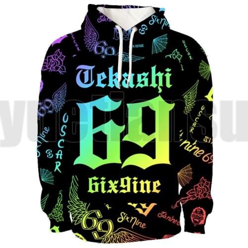 3D 6IX9INE Hoodie Adult 69 Sweatshirt Long Sleeve Boys / Girls Tracksuit Harajuku Streetwear Pullovers Fashion Gooba 69 Clothes