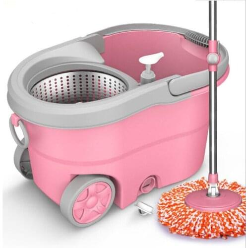 Spin Mop Bucket Portable Magic Double Drive Stainless Steel Hand Pressure Rotating with Head Household Floor Cleaning Set WF6273