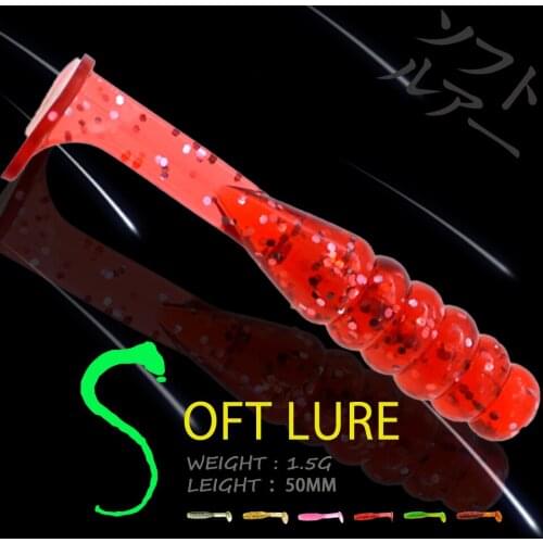 WALK FISH 15 PCS/Lot Soft Lure Two-Color Bionic Maggot Baits 50mm/1.5g T-Tail Lure Atificial Silicone Swimbait Fishing Tackle