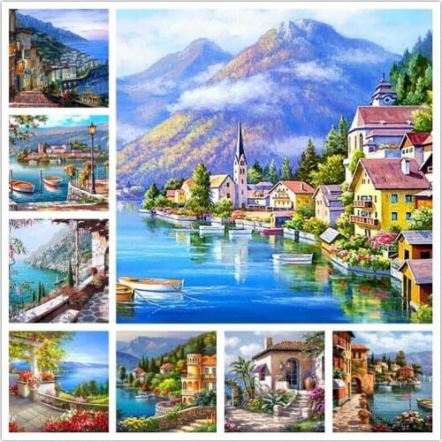 Canvas Size 5D Diy Diamond Painting Cross Stitch Kit Diamond Mosaic Embroidery " Landscape " Painting Square/Round Drill Gift