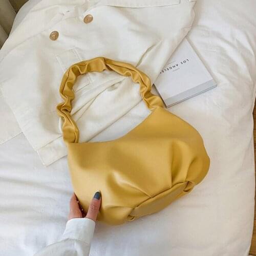 2021 Fashion Pleated Handbags and Purses Designer Shoulder Bags for Women Soft PU Leather Lady Hand Bags Solid Travel Tote