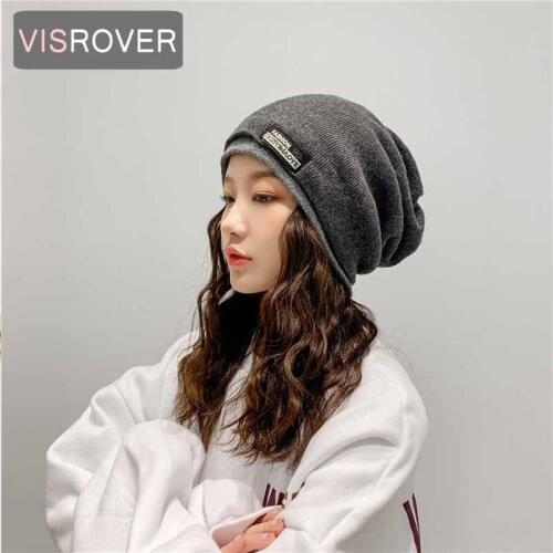 VISROVER 7 Colorways Solid Acrylic Woman Winter Hat Soft Unisex Autumn Bonnet Soft handfeel Woman Warm Skullies Gift Wholesales