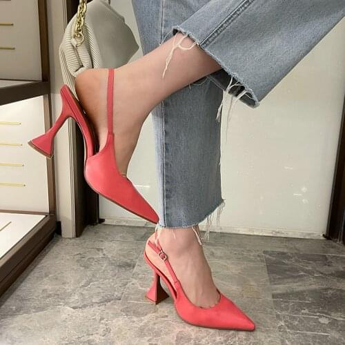 2021 Summer Sexy Women Stiletto High Heels Slingback Sandals Luxury Designer Party Prom Pumps Scarpins Plus Size Bridal Shoes