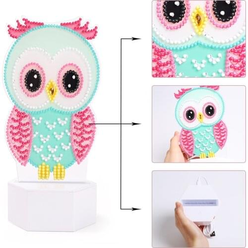 ZOOYA DIY Diamond Painting Led Light Lamp Special Shaped Pink Birds Diamond Mosaic Cross Stitch Embroidery Diamond Art Home Gift