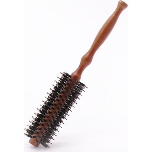 1PC Professional Wooden Curly Hair Brush Extension Brush Boar Bristle Hair Salon Station Wood Roll Hair Brush