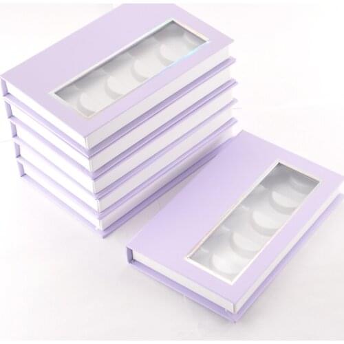 10/Pack Wholesale 5pairs Lash Book Packaging Eyelashes Box Package Faux Cils Mink Eyelashes Strip Purple Cases Business Vendors