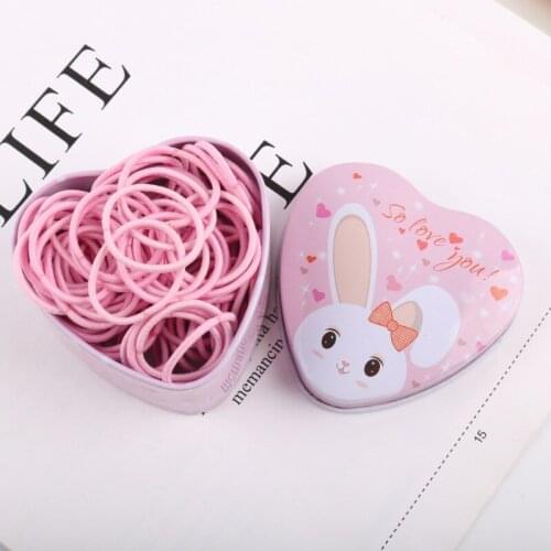 100pcs High Quality Hairwear Box Baby Girl Elastic Hair Bands Ponytail Holder Hair Rope Kids Rubber Hair Bands Accessories