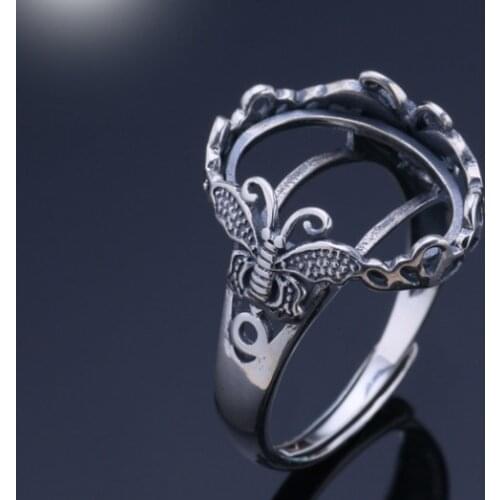 12*16mm 925 STERLING SILVER Semi Mount Bases Blanks base blank Pad VINTAGE butterfly rings ring Setting jewelry gift diy A2380