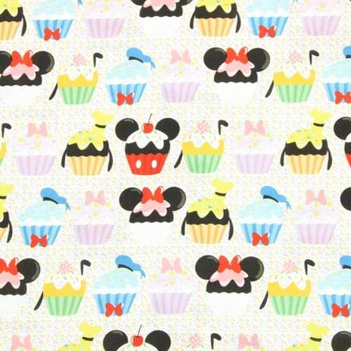 140CM Cartoon Cute Cup Cake Print Cotton Fabric for Kids Clothes Hometextile Curtain Cushion Cover DIY Needlework Material