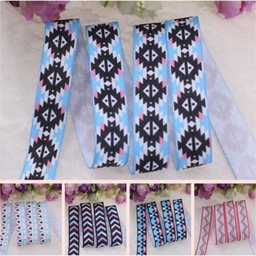 20 designs 5/8" heat transfer Aztec fold over elastic 100yards/lot, welcome custom printed