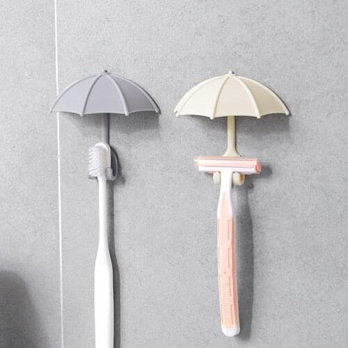 3Pcs/Set Cute Umbrella Wall Hanger Toothbrush Holder Razor Socket Hook Men Shaving Shelf Organizer Drop Ship
