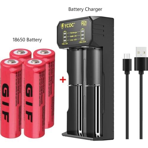 4Pcs 18650 9800mAh 3.7V Li-ion Battery Rechargeable Li-Po Lithium Li-polymer Batteries Headlamp Flashlight With 18650 Charger