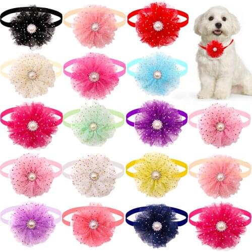 50pcs Dog Bow Tie Lace Diamond Pet Supplies Pet Dog Bowties Fashion Dog Supplies Small Dog Bow Tie Dog Grooming Accessories