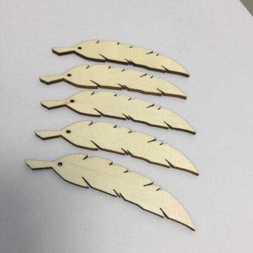 50pcs laser cut wood feather earrings for women