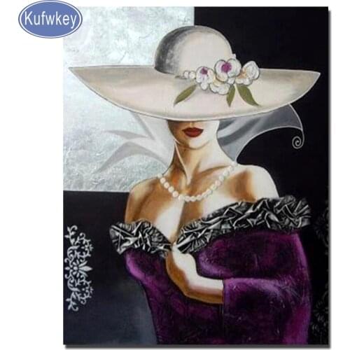 5D Diy Diamond Embroidery hat woman icon mosaic diamond painting full square/round drill sexy beauty picture diamond art KUfwkey
