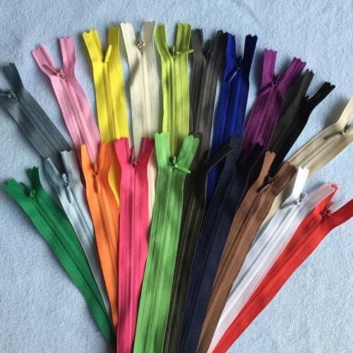8pcs 3# Long 28cm 35cm 40cm 45cm 50cm 55cm 60cm Black White Grey Beige Blue Red Green Invisible Zippers DIY Nylon Coil Zipper