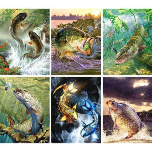 AZQSD Diamond Embroidery Sale Fish Rhinestones Gift Diamond Painting Full Square Animal Handmade Home Decor Cross Stitch Kits