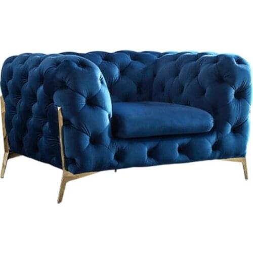 Velvet Sofa Chesterfield Lounge Sofa With Diamond Button Iron/Stainless Steel Golden Legs Luxury Modern