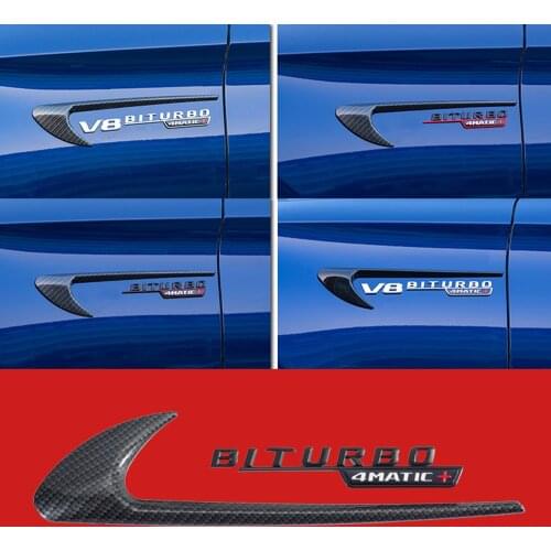 Carbon Fiber Car Air Vent Fender Side Sticker For Mercedes Benz V8 BITURBO 4MATIC W212 W211 W210 W205 W202 W176 W204 AMG CLA CLS