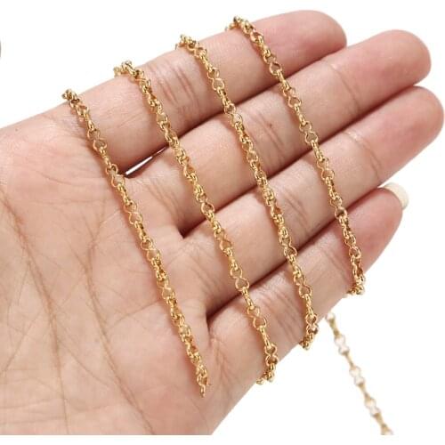 1Meter Gold Tone Stainless Steel 3mm Width Chain Charm 8 Shape Link Chains For DIY Necklace Bracelet Jewelry Making Findings