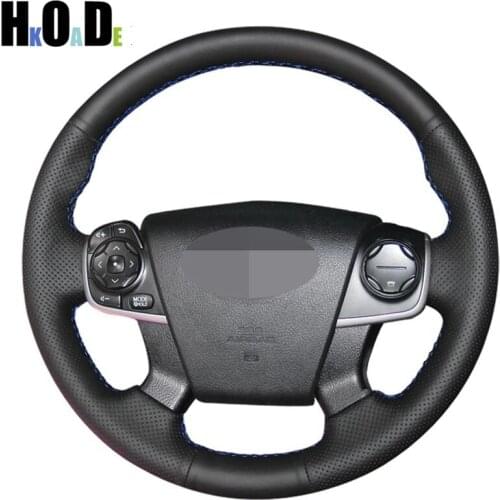 Black PU Artificial Leather Steering Wheel Cover Hand-stitched Car Steering Wheel Covers for Toyota Camry 2012 2013 2014