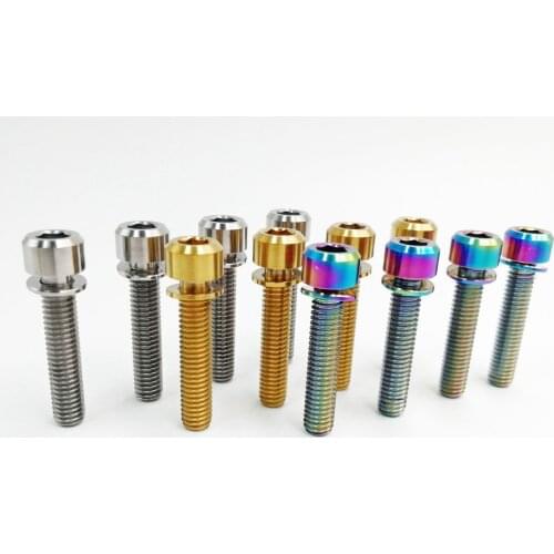 4pcs/lot Colorful M6x30mm Titanium Ti Bolt Stigma Head Hex Allen Socket Bolt Screw Bicycle Screws for Headset Socket with washer