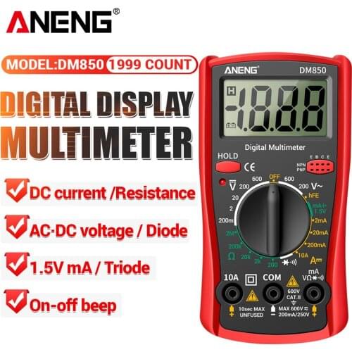 DM850 Eletrical Digital 1999 Counts Professional Multimeter Auto AC/DC Votage tester Ohm Current Ammeter Detector Tool